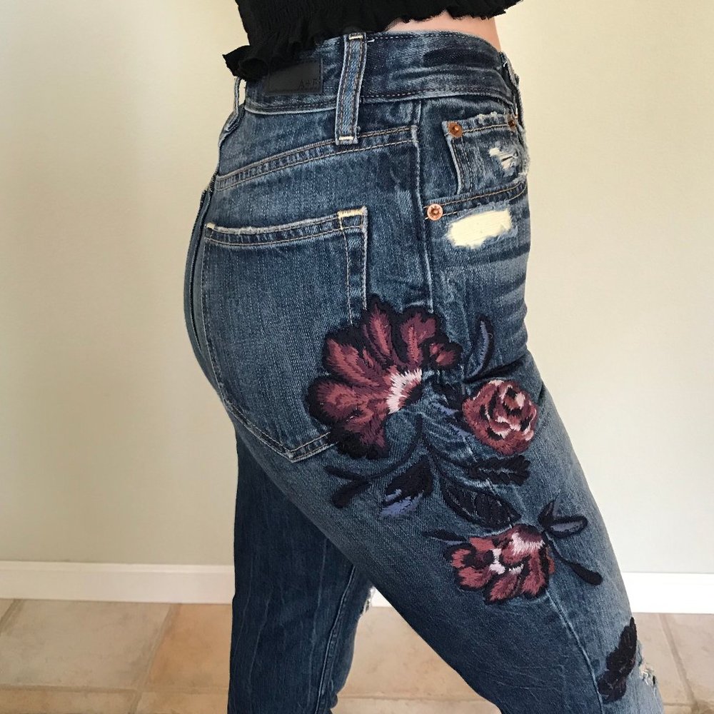 Abercrombie Distressed Embroidered Jeans